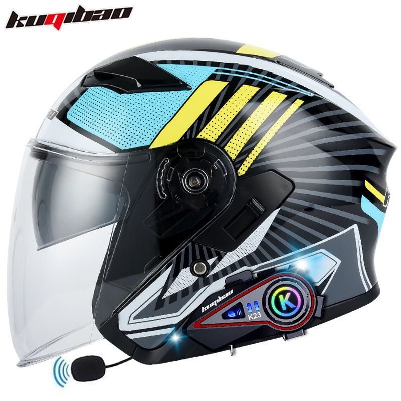 K23 Bluetooth Motosiklet Yarım Kaskı Çift Vizörlü - 3C Sertifikalı - Her Mevsim İçin Unisex (Birden Fazla Mat ve Parlak Renk Mevcuttur)_voghion.com