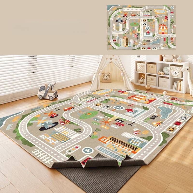 Interactive City Play Mat – Machine Washable Kids Rug With Traffic & Maze Designs (Detachable Base, Educational Floor Game)_voghion.com
