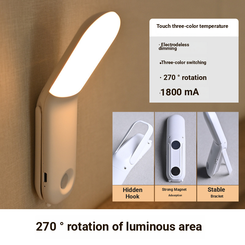 Piccola lampada da scrivania, luce notturna da comodino, lampada da campeggio, lampada ad assorbimento magnetico_voghion.com