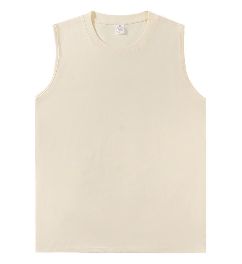 Pure Cotton, Solid Color Sleeveless Crew Neck T-shirt, Unisex Top_voghion.com