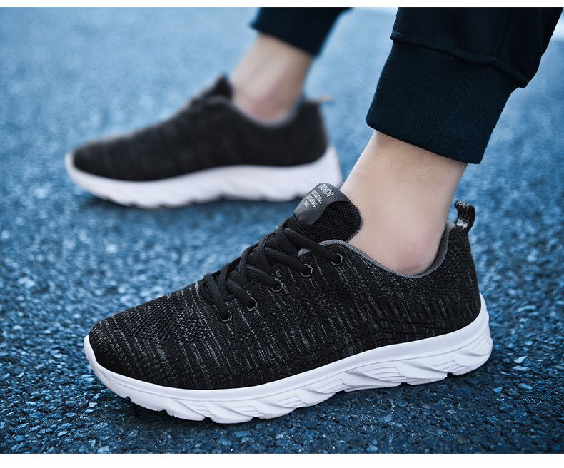 Scarpe da ginnastica da uomo alla moda in maglia con lacci, scarpe da ginnastica da passeggio per corsa atletica all'aperto_voghion.com