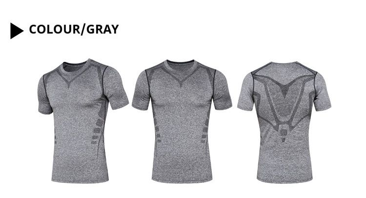 T-shirt de sport à manches courtes pour homme, coupe ajustée, séchage rapide, pour la course en extérieur, absorbant la transpiration et respirant_voghion.com