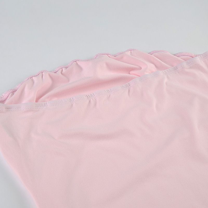 Pure Desire, sexy trägerloses Kleid mit einer Schulter aus Netzstoff, feminines Temperament, hohe Taille, schmale Passform, Schlitz, hüftbetont lang_voghion.com