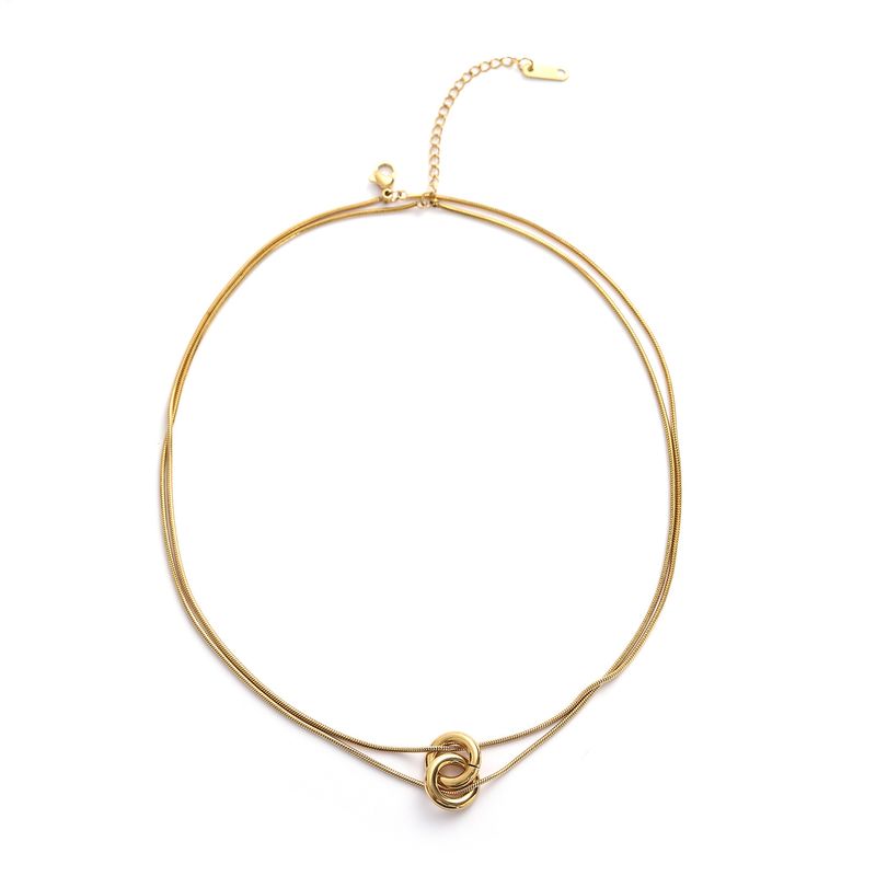 Chaîne de clavicule de luxe légère française irrégulière à double cercle et niche simple et tendance_voghion.com