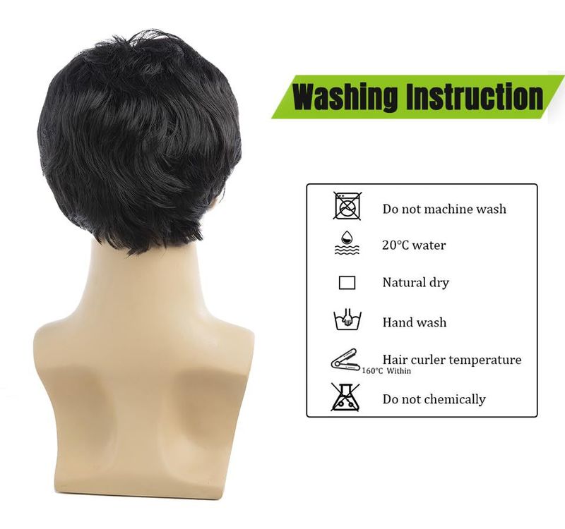 Synthetic Clip-in Men's Wig Black Side Parted Short Straight Hair High Temperature Silk Synthetic Fiber Headpiece Man's Wig_voghion.com