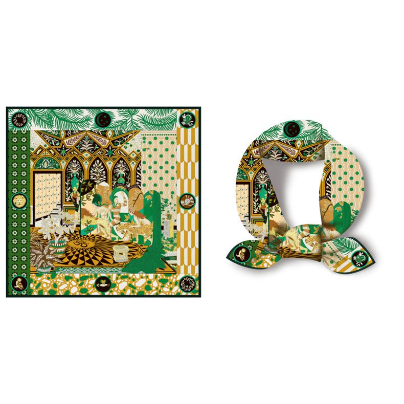 New Convenient Headband Simulation Warm Silk 53cm Printed Small Square Scarf_voghion.com