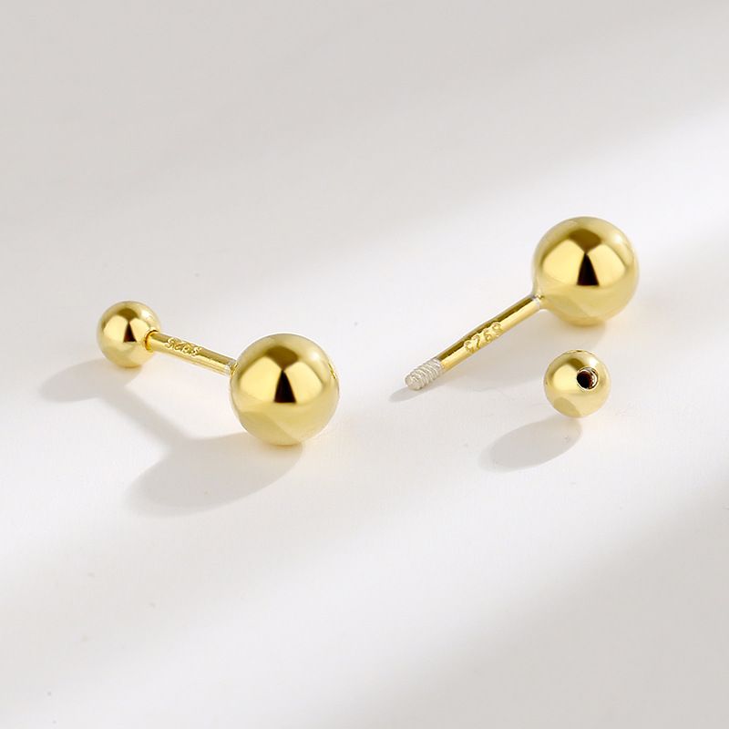 S Pure Silver Screw Bead For Men Women, Simple And Petite Double-Headed Bone Studs, Ear Piercing Care, No Need To Remove_voghion.com
