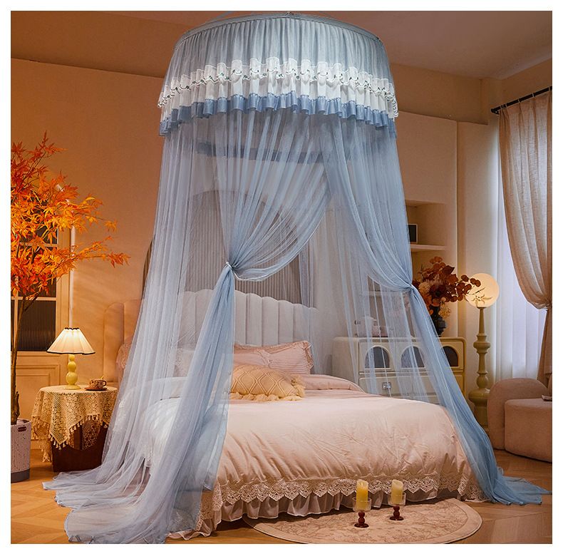 Rond hangend klamboe, gratis installatie, sprookjesachtige prinsessenstijl, koepelvloer, paleisbed, 1,8 m, universeel_voghion.com