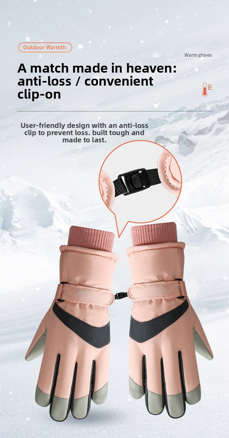 Ski Gloves For Men And Women Couples Winter Cotton Warm Fleece Thickened Electric Bike Windproof Waterproof Outdoor_voghion.com