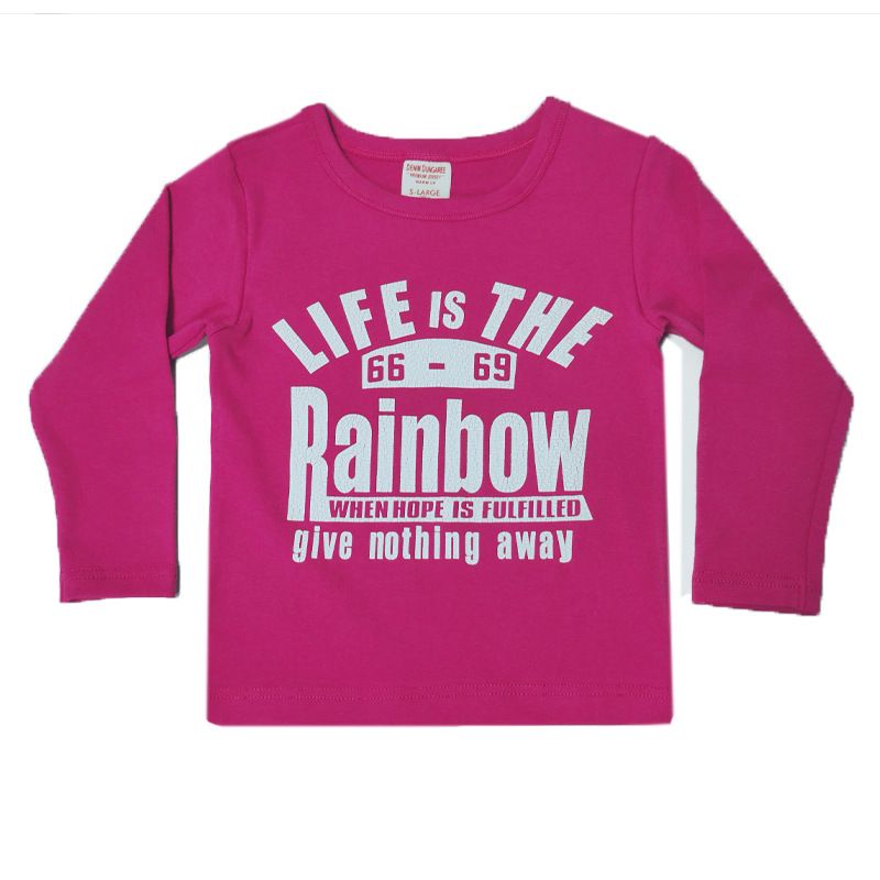 Kinder-T-Shirt mit langen Ärmeln aus 100 % Baumwolle mit Vintage-Buchstabendruck, weich, dehnbar, Unisex, lässig, für Jungen und Mädchen (Schwarz, Rosarot) – Größen 90–150 cm_voghion.com