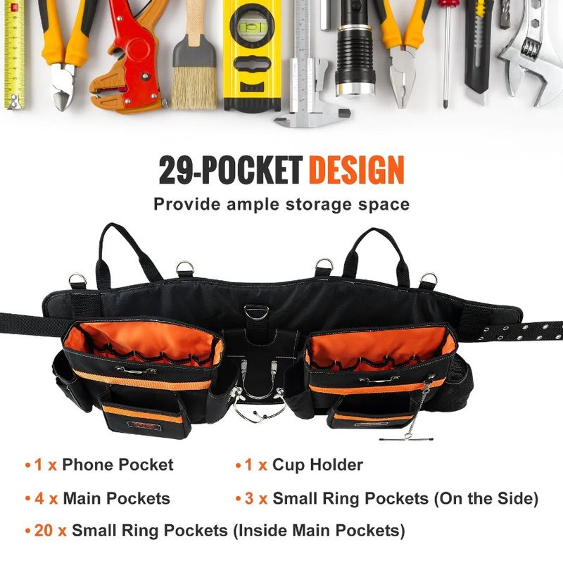 Suspenders Tool Size Adjustable Polyester Tool Waist With Belt 29 Men 29-54 600D Carpenter Pockets Belts For Duty Heavy Inches_voghion.com
