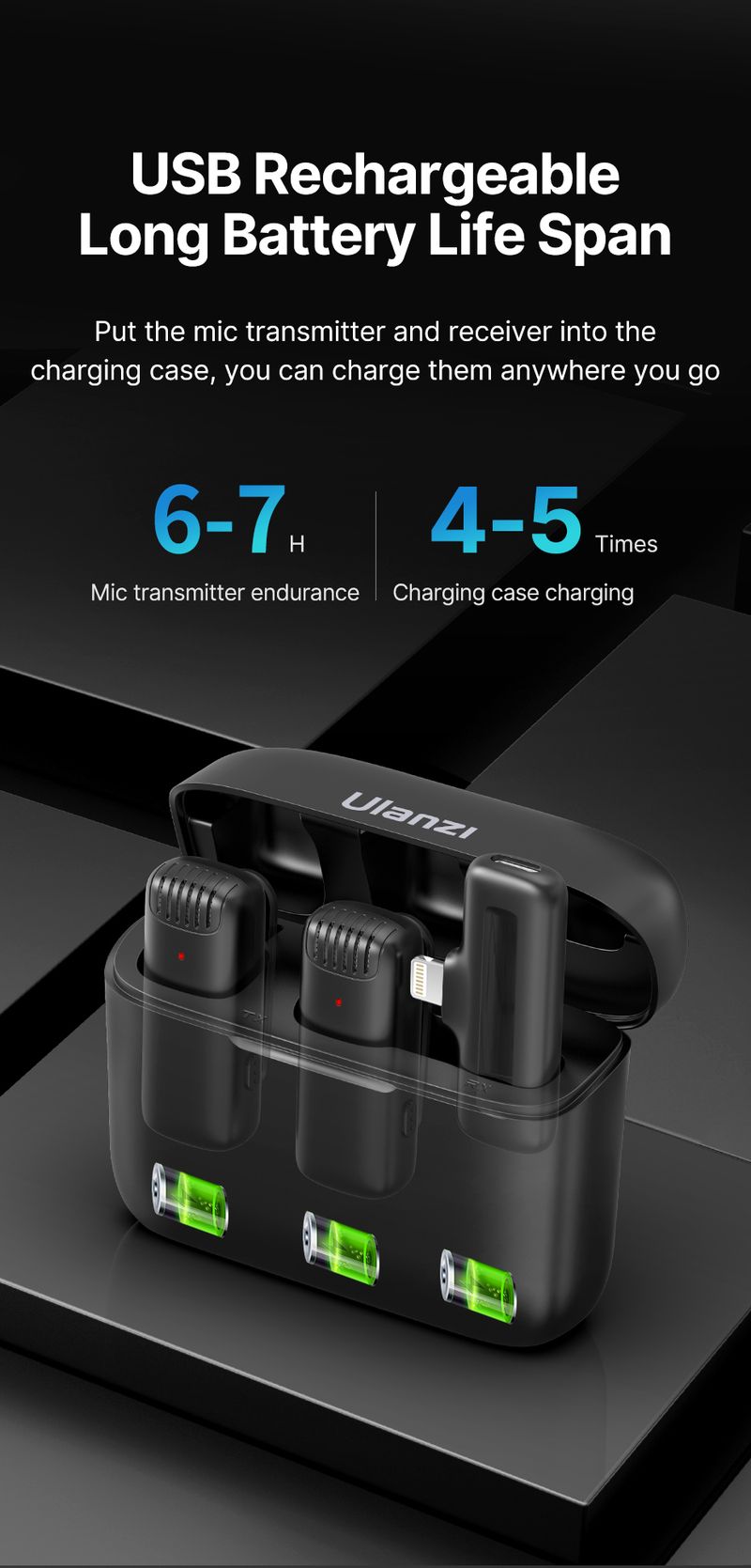 Ulanzi J12 Wireless Lavalier Microphone Professional 20M Audio Video Voice Recording Mic For Smartphone Andriod iPhone_voghion.com
