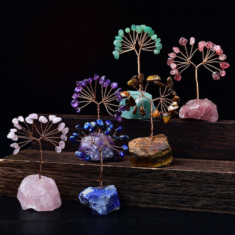 Hand-woven Amethyst Base Of Life Creative Ornament Colorful Crystal Raw Stone Gravel Money Tree Wholesale_voghion.com