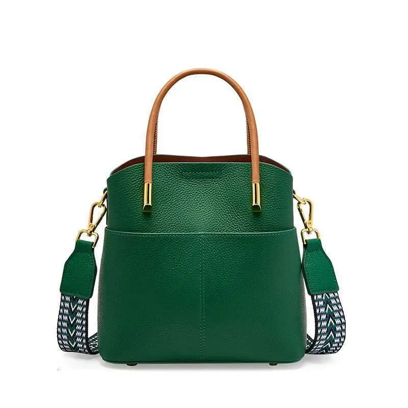 Borsa a secchiello di alta qualità originale Zency da donna, versatile, in pelle, con tracolla, stile High Sense_voghion.com