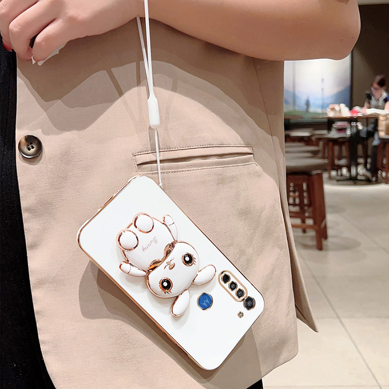 Cute Rabbit Plating Phone Bracket Case for Motorola Moto G10 G20 G30 G8 G9 Play E20 G60 G22 G52 E7 Plus 2021 Soft Back Cover_voghion.com