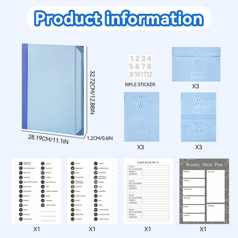 In Case I Go Missing Binder - Manila Pocket Organizer Folder With Stickers, A4 Size, 3 Colors (Blue, Pink, Khaki), Perfect For Travel, School & Gifts_voghion.com