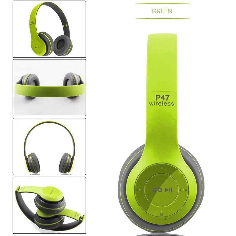 P47 Bluetooth-kompatible headsets HIFI stereo foldbare trådløse hovedtelefoner til Xiaomi iPhone Sumsung med mikrofon, understøtter SD-kort_voghion.com