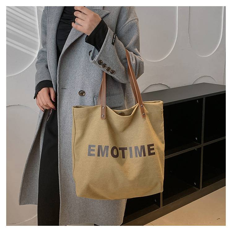 Casual canvas tas met grote capaciteit voor dames, nieuwe stijlvolle en veelzijdige handtas en schoudertas in Koreaanse stijl._voghion.com