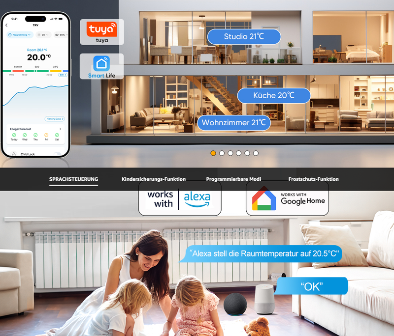 PS706W WiFi Versioun vum elektroneschen Thermostatventil fir Heizkierper intelligent Wi-Fi LED Thermostatventil fir Heizkierper elektronesch Thermostatventil Heizung_voghion.com