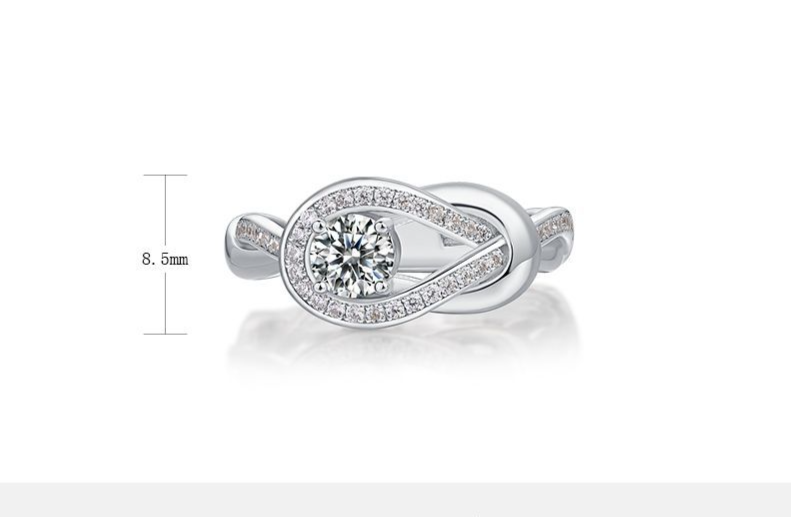 Anello con bottone in argento S925 con moissanite femminile circondata da zircone, anello da dito, stile semplice e alla moda_voghion.com