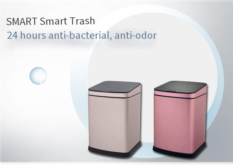 Poubelle à induction intelligente carrée GAOK pour la maison et le jardin, poubelle à induction en acier inoxydable, seau de rangement avec batterie rechargeable_voghion.com