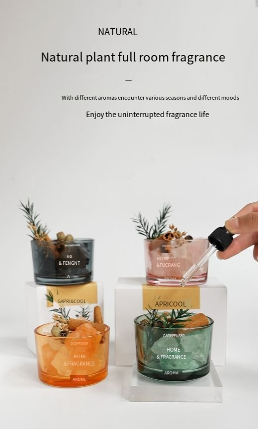 Aromatherapie Diffuser Stone - Flameless Essential Oil Reed Diffuser Fir Heem & Schlofkummer, Dekorative Crystal Rock Mat gedréchent Blummen, Eenzegaarteg Kaddoset_voghion.com