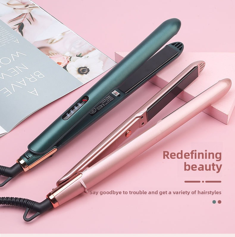 Mini Hair Straightener & Curling Iron - Dual Voltage For Wet/Dry Hair Anti-Scald Design With Ceramic Plates (Perfect For Air Bangs & Travel)_voghion.com
