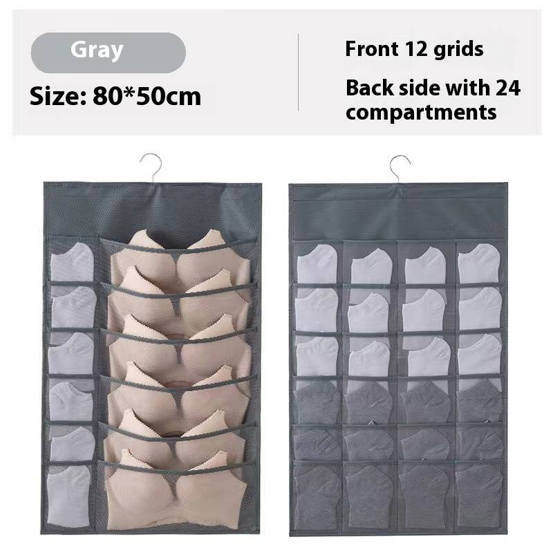 Space-Saving Hanging Organizer For Underwear, Bras, Socks & More - Double-Sided Fabric Storage Bag With Multiple Pockets For Closet, Door & Travel_voghion.com