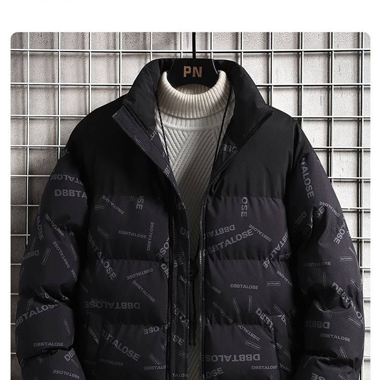 Herren-Winterjacke im koreanischen Stil aus Baumwolle – Stehkragen, lockerer Schnitt | Vintage-Streetwear aus Hongkong | Verdicktes Unisex-Design_voghion.com