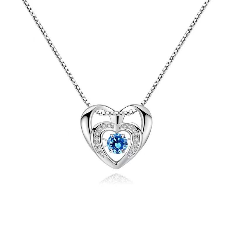 Herzförmige Halskette aus Sterlingsilber mit Diamantakzenten, zarter Kastenkette und elegantem Anhänger für das Schlüsselbein – perfekt für jeden Tag._voghion.com