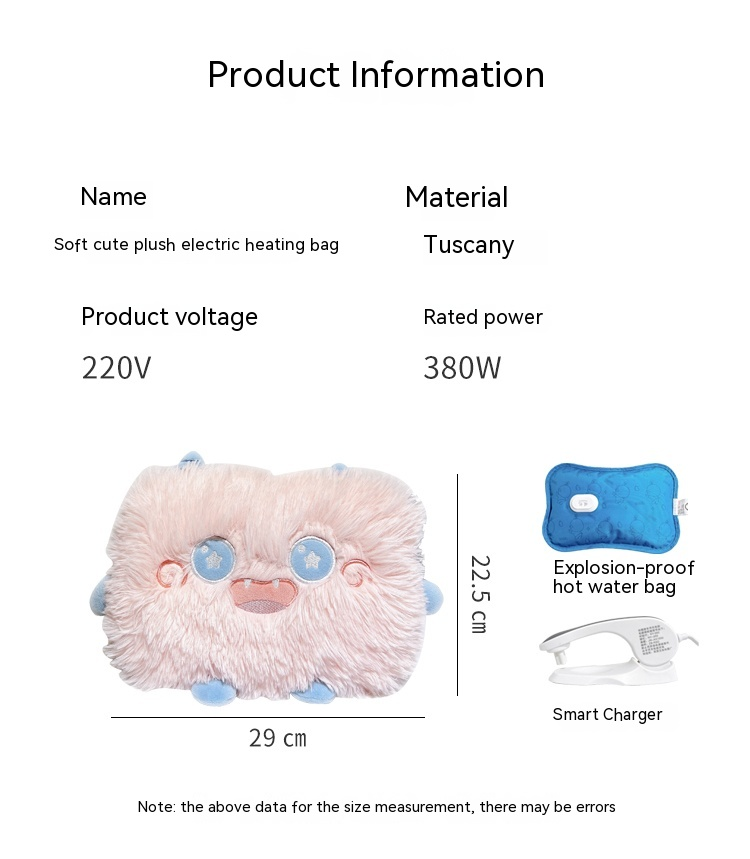 Explosionsgeschützter Wasserbeutel mit heißer Aufladung für Mädchen, Babyplüsch, süß, Hände, elektrischer Warmbeutel,_voghion.com