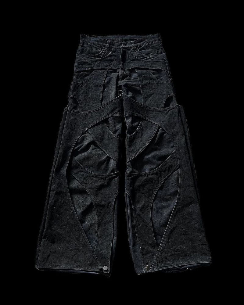 "Y2K Streetwear Patchwork Jeans für Herren – Hohe Taille, Loose Fit, Distressed Denim (S-XXL)"_voghion.com