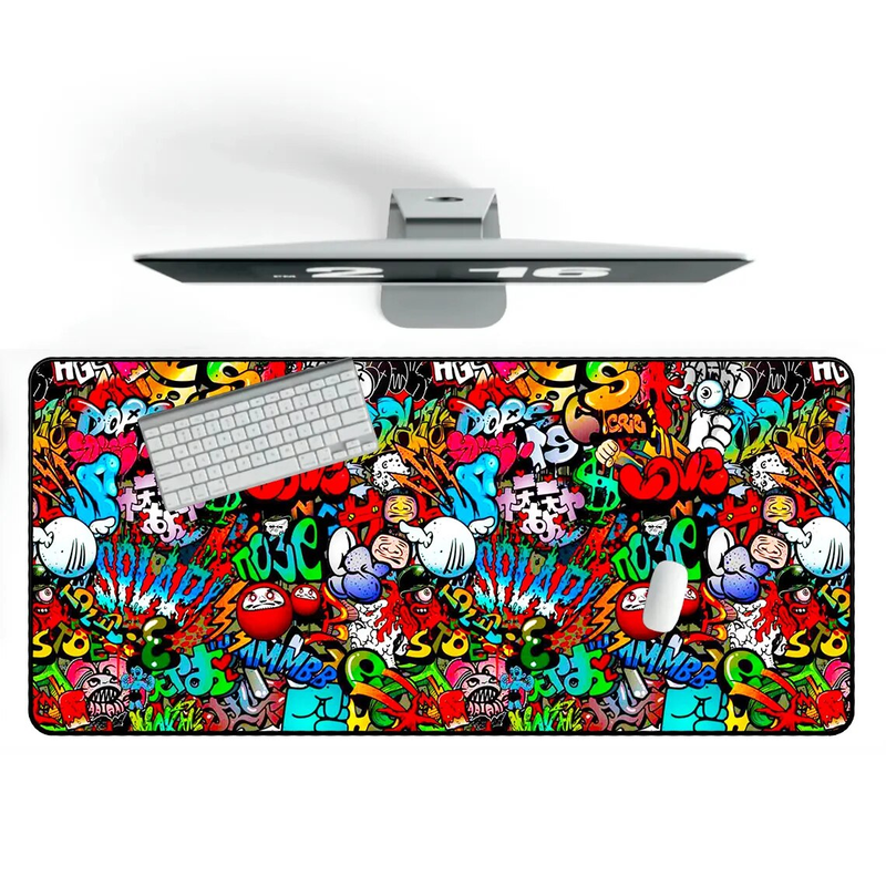 Große Maus Graffiti Kunst Gaming Mousepad Computer Gummi Gamer Mause PC Schreibtisch Matte Tastatur Pad Teppich_voghion.com