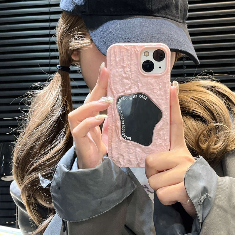 Mobile phone case solid color pleated mirror suitable for iphone15Promax Apple 14 mobile phone case 11 high-end 13 women_voghion.com