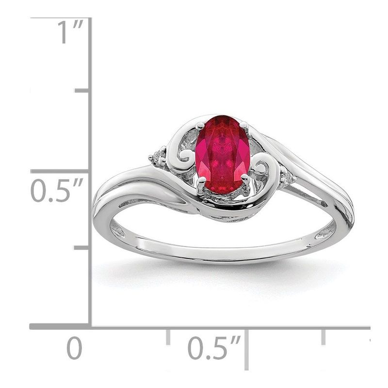 Sterling Silver Rhodium Plated Diamond & Ruby Ring_voghion.com