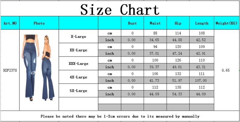 Women's clothing sexy fashion knee hole stretch slim denim flared pants_voghion.com