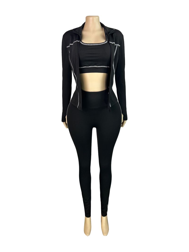 Trainingsset met lange mouwen en rits voor dames – legging met hoge taille en top met duimgat (S-XXL, 6 kleuren)_voghion.com