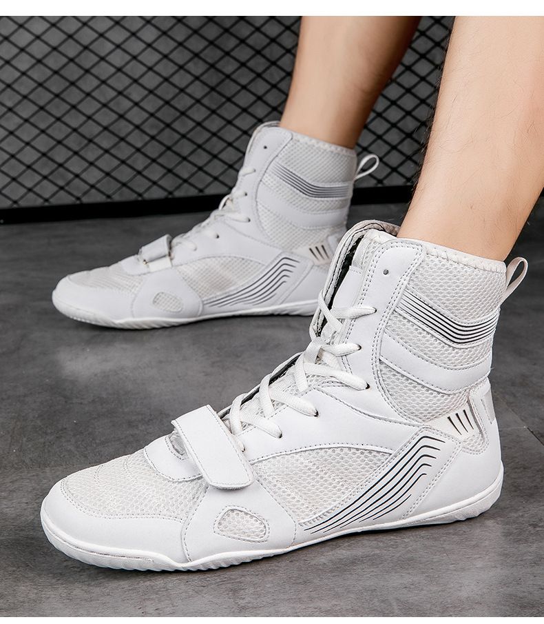 2024 Hohe rutschfeste, atmungsaktive Box- und Kampftrainingsschuhe für Herren und Damen, strapazierfähig, Wrestling-Schuhe_voghion.com