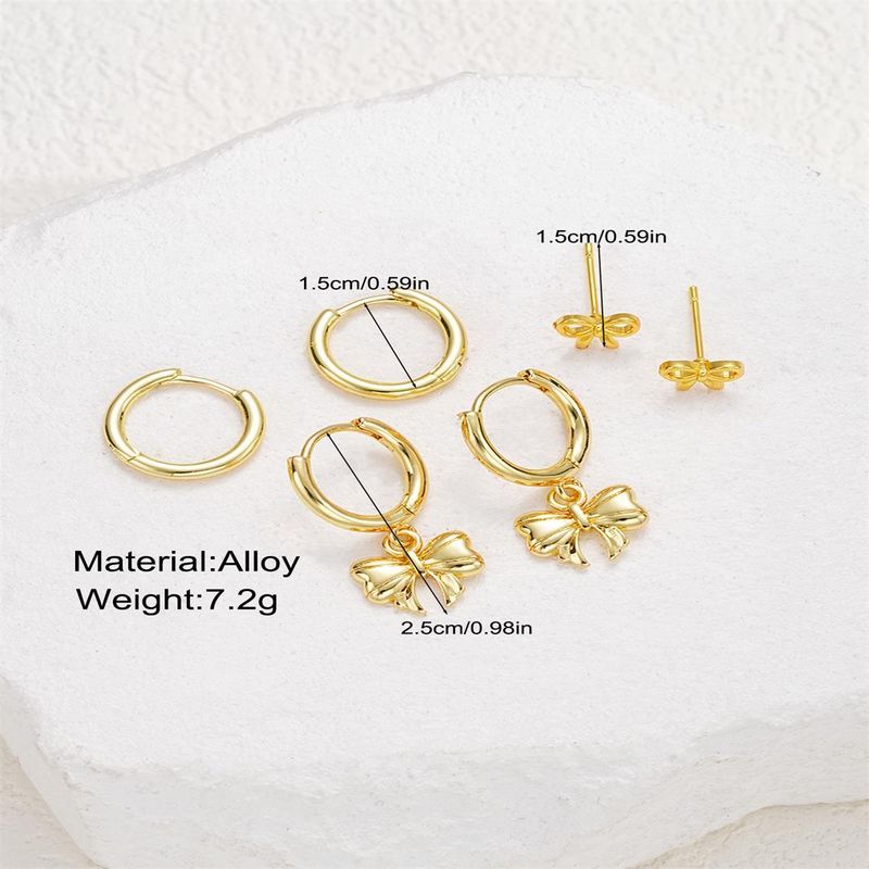 Nuovi orecchini a cerchio in rame con fiocco semplice, stile personalità, accessori con fibbia versatili, set di 3_voghion.com