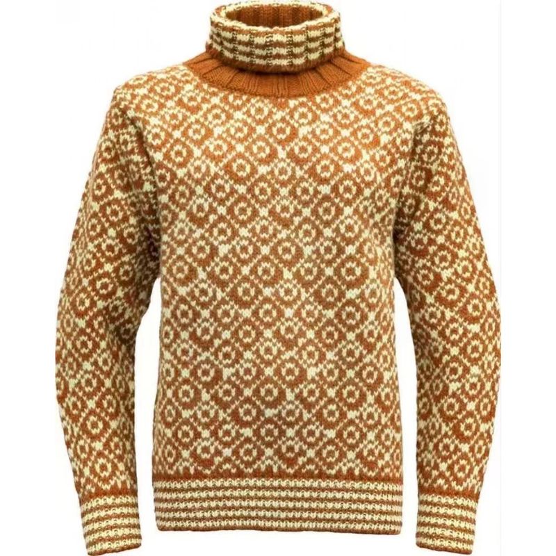 Retro High Neck Sweater For Men – Diamond Jacquard Pattern, Lightweight & Stylish, Perfect For Autumn & Winter Casual Wear_voghion.com