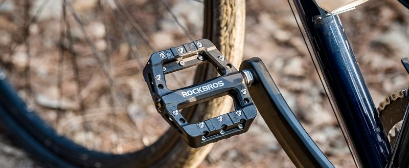Pédales de vélo ROCKBROS, pédales plates avec 3 roulements, taille 9/16", matériau en nylon, 1 paire_voghion.com