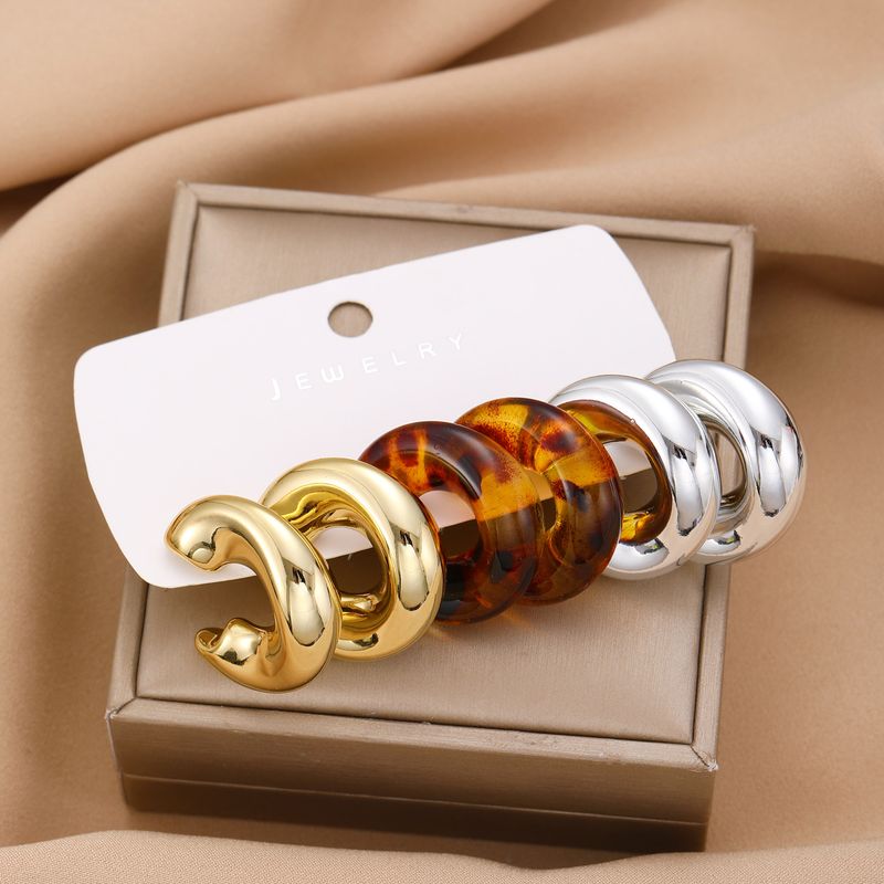 1 Stück 1 Set Retro C-Form Stern Leopard CCB Harz Ohr Manschetten Ohrstecker_voghion.com