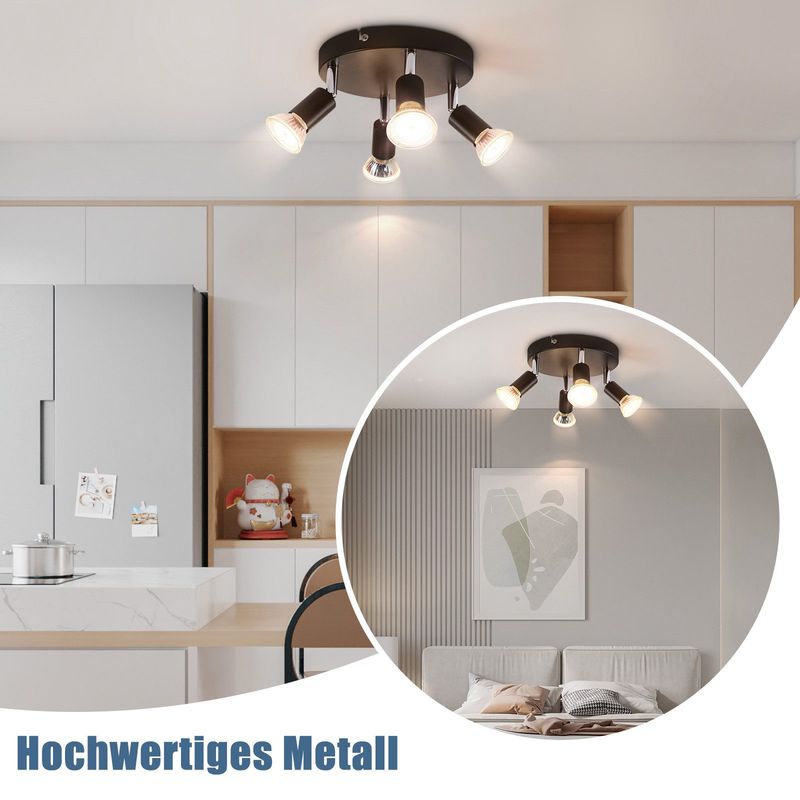 Glitzerlife LED Deckenstrahler Weiß Deckenspots - 4 Flammig Schwenkbar GU10 Metall Deckenlampe Moderne Wohnzimmerlampe Für Schlafzimmer Küche Gang Esszimmer_voghion.com