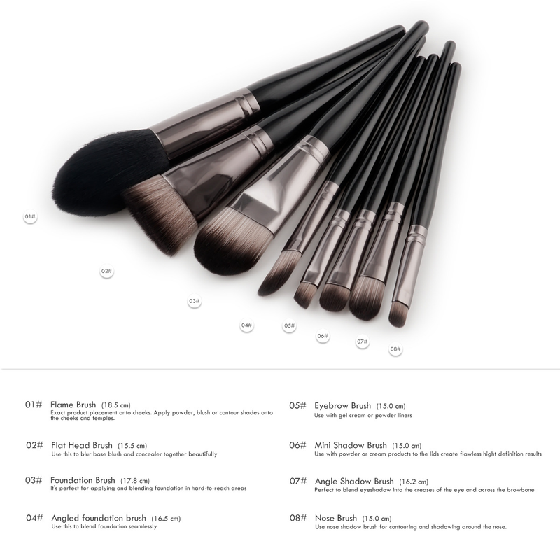 8 pezzi pennelli per trucco set di strumenti di bellezza pennello per fondotinta trucco bellezza GUJHUI fabbrica di origine_voghion.com