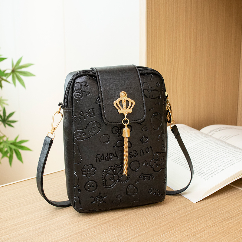 Elegant axelväska med Crown Charm-motiv för kvinnor - Präglad axelväska för kvinnor (kvällar och dejting)_voghion.com