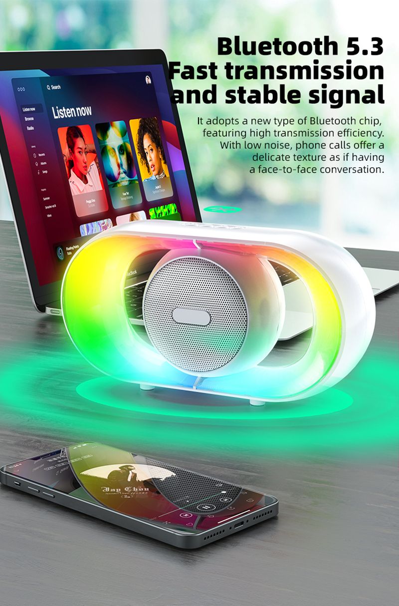 Głośnik Bluetooth U8 z podświetleniem RGB, magnetyczny, bezprzewodowy, wysokiej jakości, przenośny subwoofer, podróżny i na zewnątrz_voghion.com