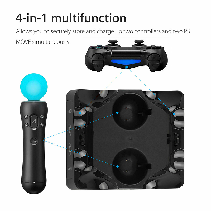 4 in 1 Controller Charger Dock Quick Charging Station Stand for PS4/MOVE/PS4 VR_voghion.com