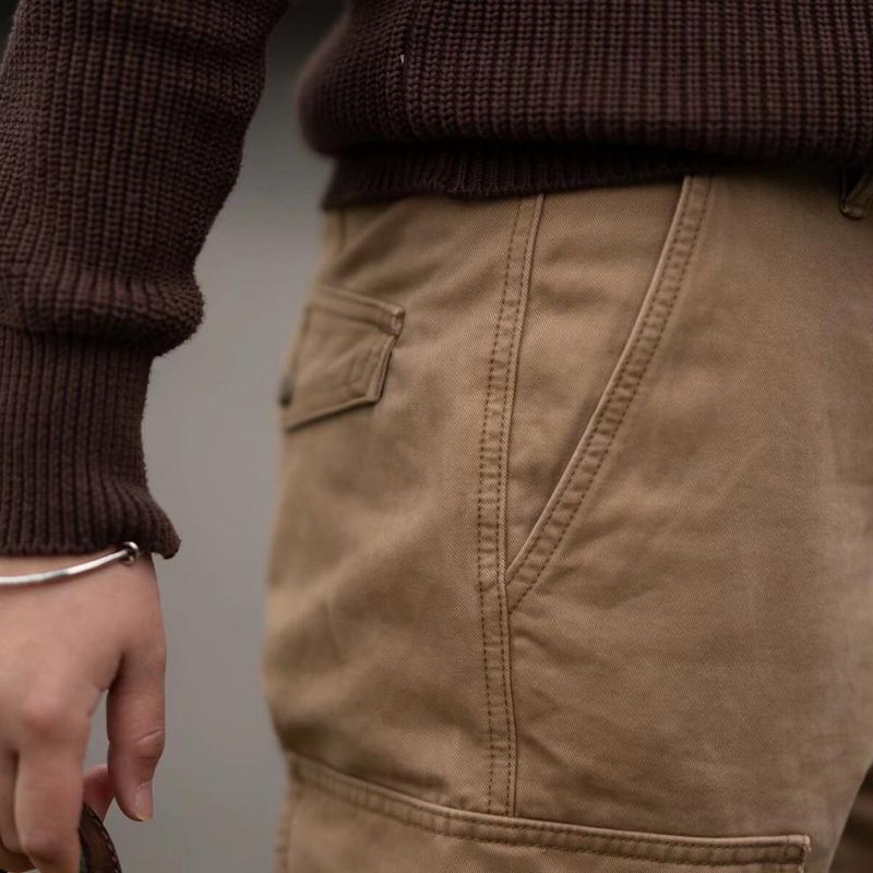 Pantaloni multitasche da uomo, realizzati in puro cotone, larghi alla caviglia, marchio alla moda, resistenti all'usura, riparazione auto, manodopera_voghion.com
