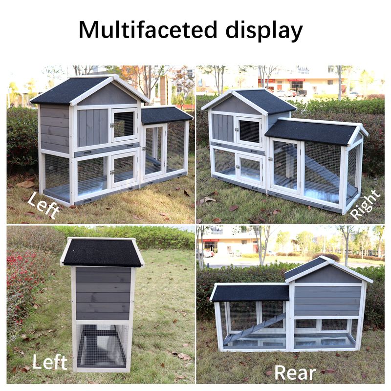 Rabbit Hutch, Indoor Bunny Cage, Outdoor Rabbit Cages with Run, Pet House with Deeper No Leak Tray, UV Panel, Removable Bottom Wire Mesh for Small Ani_voghion.com