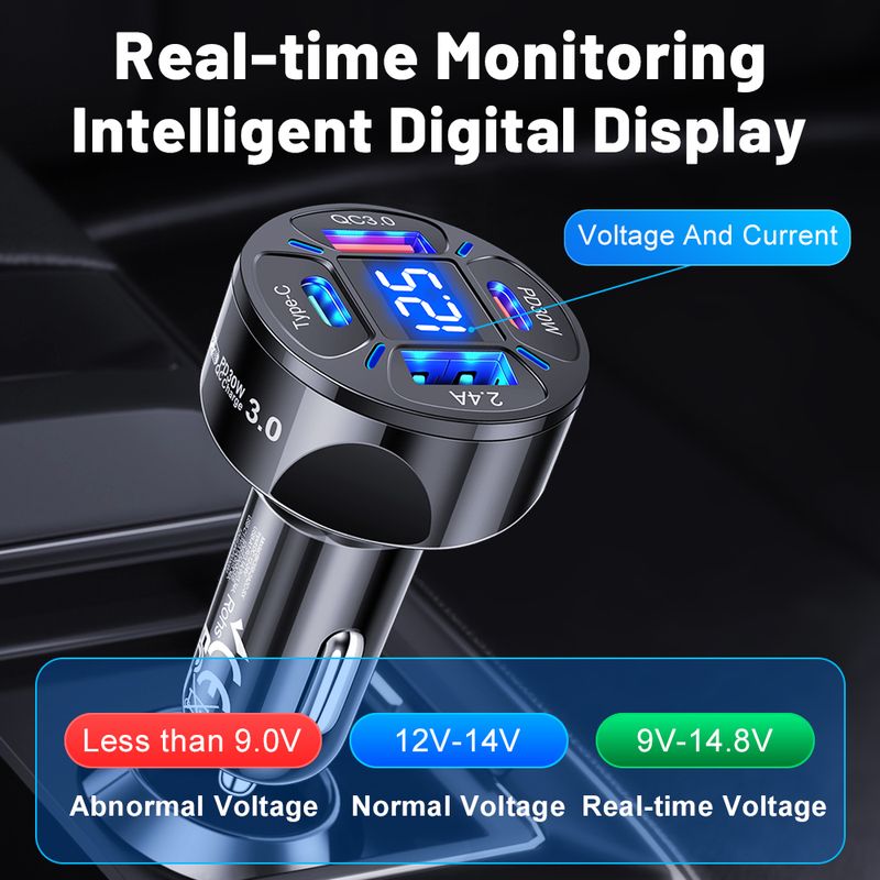 100W Typ C Digital Display Auto USB Schnelle Handy Lade Adapter Für IPhone Xiaomi Huawei Samsung Ladegerät_voghion.com